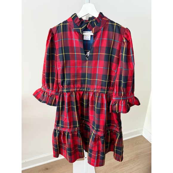 NWT Gretchen Scott Teardrop Dress in Plaidly Cooper Red Plaid - Picture 2 of 7
